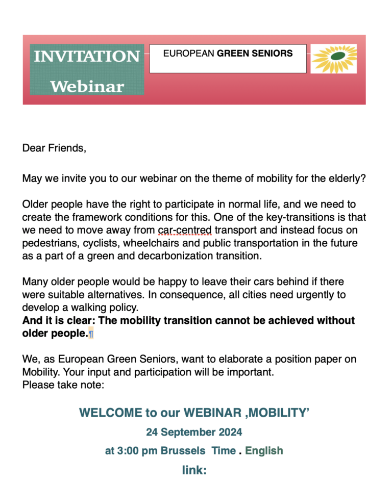 Webinar zur Mobilität der European Green Seniors