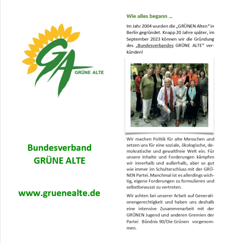 Der GRÜNE ALTE-Flyer des Bundesverbands