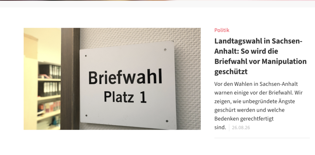 Screenshot von der Website von Correctiv. 